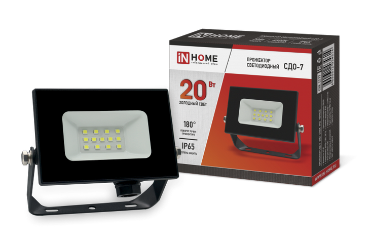 Прожектор светодиодный IN HOME 20Вт 6500К 1 600Лм IP65 230В 111х98х21 черный СДО-7 Светодиодные прожекторы Sveto Element 3 Прожектор светодиодный IN HOME 20Вт 6500К 1 600Лм IP65 230В 111х98х21 черный СДО-7 Светодиодные прожекторы светодиодные led светильники в Москве 3