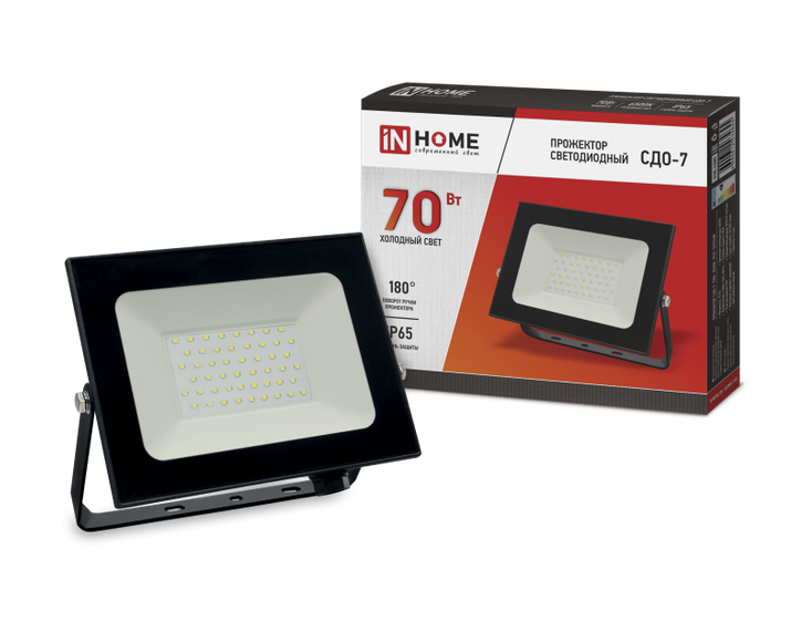 Прожектор светодиодный IN HOME 70Вт 6500К 4750Лм IP65 230В 207х171х22 черный СДО-7 Светодиодные прожекторы Sveto Element 3 Прожектор светодиодный IN HOME 70Вт 6500К 4750Лм IP65 230В 207х171х22 черный СДО-7 Светодиодные прожекторы светодиодные led светильники в Москве 3