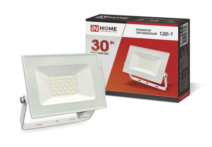 Прожектор светодиодный IN HOME 30Вт 6500К 2400Лм IP65 230В 133х123х21 белый СДО-7 Светодиодные прожекторы Sveto Element 3 Прожектор светодиодный IN HOME 30Вт 6500К 2400Лм IP65 230В 133х123х21 белый СДО-7 Светодиодные прожекторы светодиодные led светильники в Москве 3