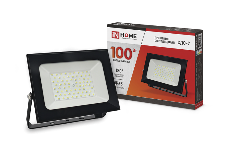 Прожектор светодиодный IN HOME 100Вт 6500К 8000Лм IP65 230В 230х194х22 черный СДО-7 Светодиодные прожекторы Sveto Element 3 Прожектор светодиодный IN HOME 100Вт 6500К 8000Лм IP65 230В 230х194х22 черный СДО-7 Светодиодные прожекторы светодиодные led светильники в Москве 3