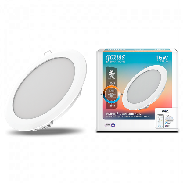 Gauss Smart Home DIM+CCT 16 Вт 1/30 LED потолочные Down light Sveto Element 3 Gauss Smart Home DIM+CCT 16 Вт 1/30 LED потолочные Down light светодиодные led светильники в Москве 3