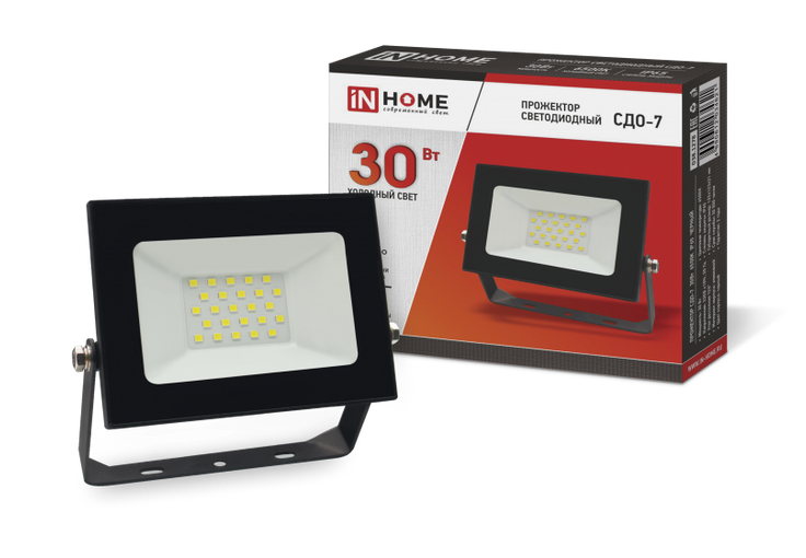Прожектор светодиодный IN HOME 30Вт 6500К 2 400Лм IP65 230В 133х123х21 черный СДО-7 Светодиодные прожекторы Sveto Element 3 Прожектор светодиодный IN HOME 30Вт 6500К 2 400Лм IP65 230В 133х123х21 черный СДО-7 Светодиодные прожекторы светодиодные led светильники в Москве 3