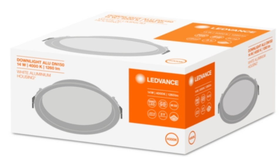 Светильник ДВО-14Вт 4000K 1260Лм IP44 белый LEDVANCE DL ALU DN150 14W/4000K WT IP44 LED потолочные Down light Sveto Element 3 Светильник ДВО-14Вт 4000K 1260Лм IP44 белый LEDVANCE DL ALU DN150 14W/4000K WT IP44 LED потолочные Down light светодиодные led светильники в Москве 3