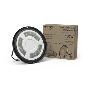 Светильник подвесной Gauss UFO 150W 18000lm 5000K 175-265V IP65 D260*88мм черный скобка в комплекте Светильники подвесные LED Sveto Element 3 Светильник подвесной Gauss UFO 150W 18000lm 5000K 175-265V IP65 D260*88мм черный скобка в комплекте Светильники подвесные LED светодиодные led светильники в Москве 3